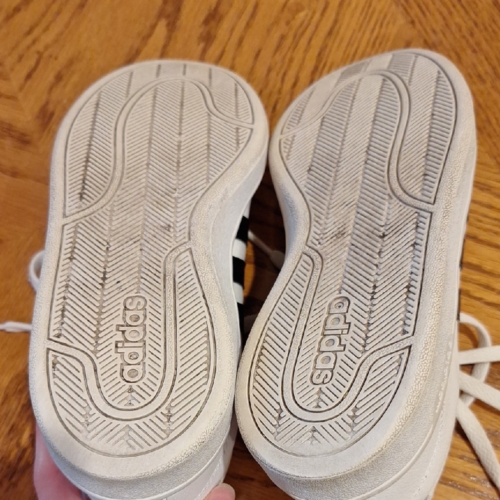 Adidas White and Black Striped Cloudfoam Sneakers - Picture 10 of 12